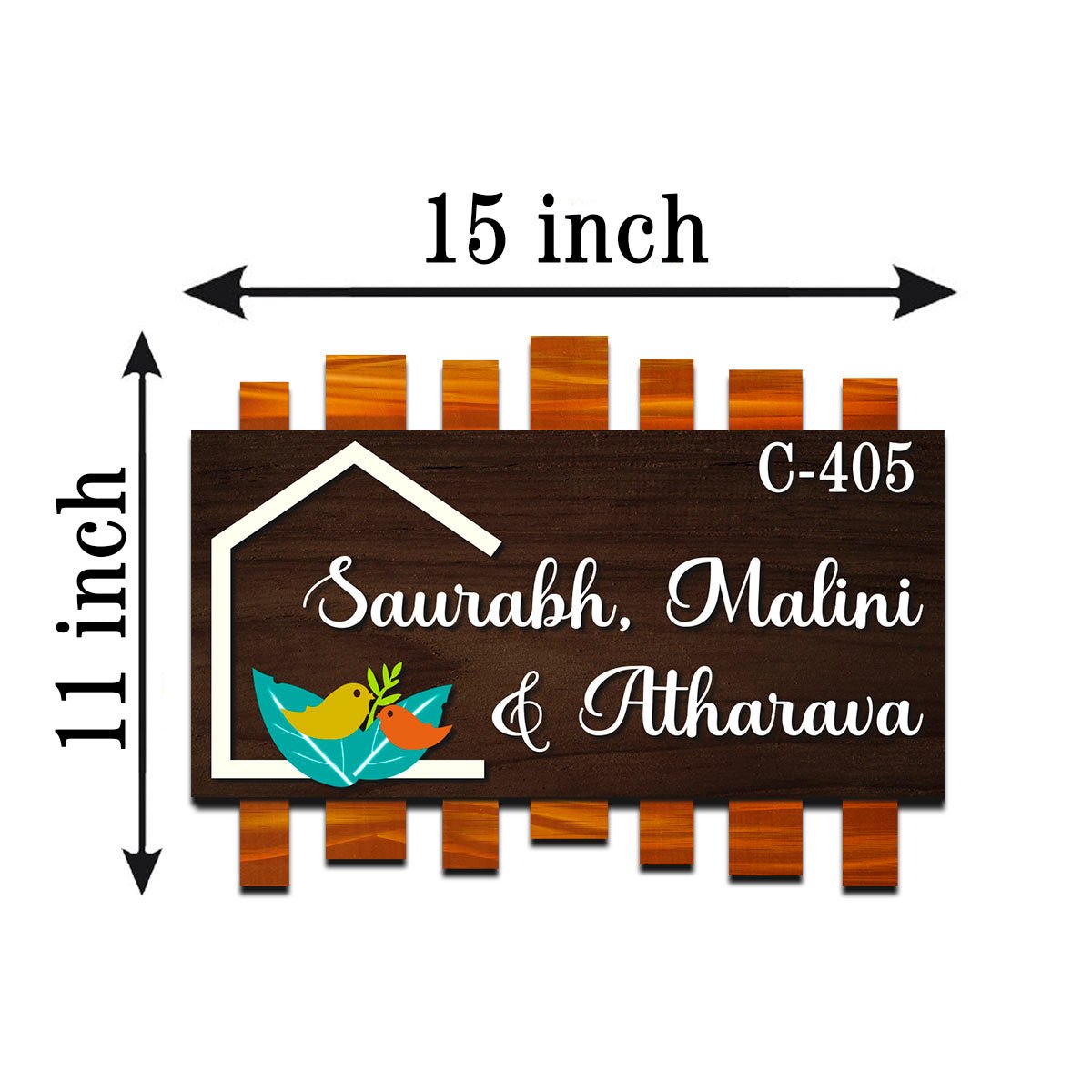 Wooden 3D Entrance Name Plate Design for Home Door - Sblossom