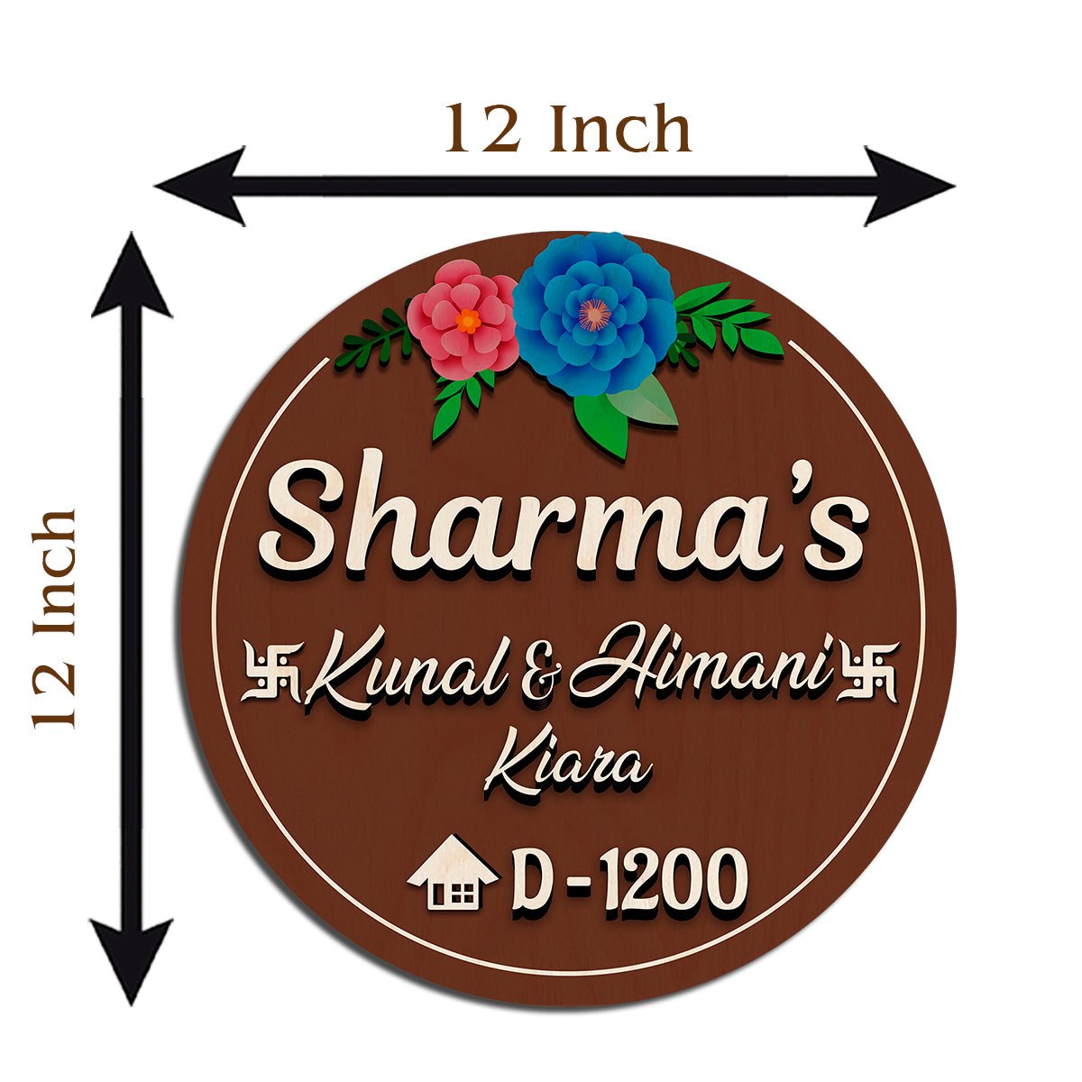 Wooden Circle Name Plate Design – Circular Family for Home - Sblossom