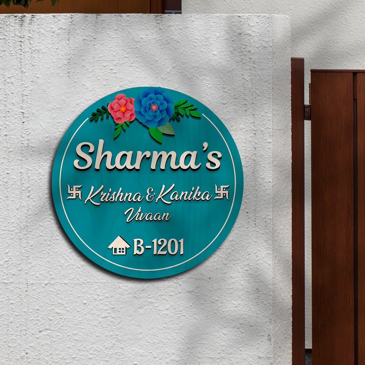 Wooden Circle Name Plate Design – Circular Family for Home - Sblossom