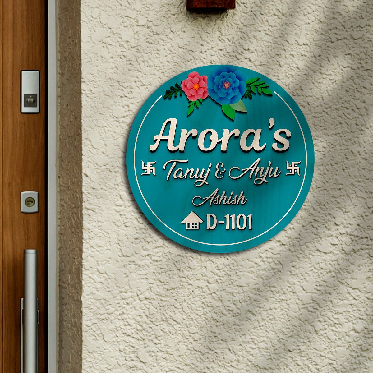 Wooden Circle Name Plate Design – Circular Family for Home - Sblossom