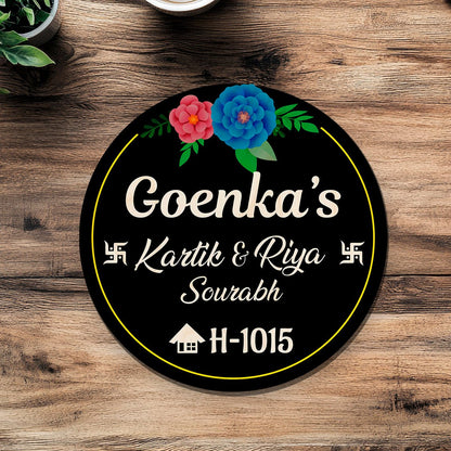 Wooden Circle Name Plate Design – Circular Family for Home - Sblossom