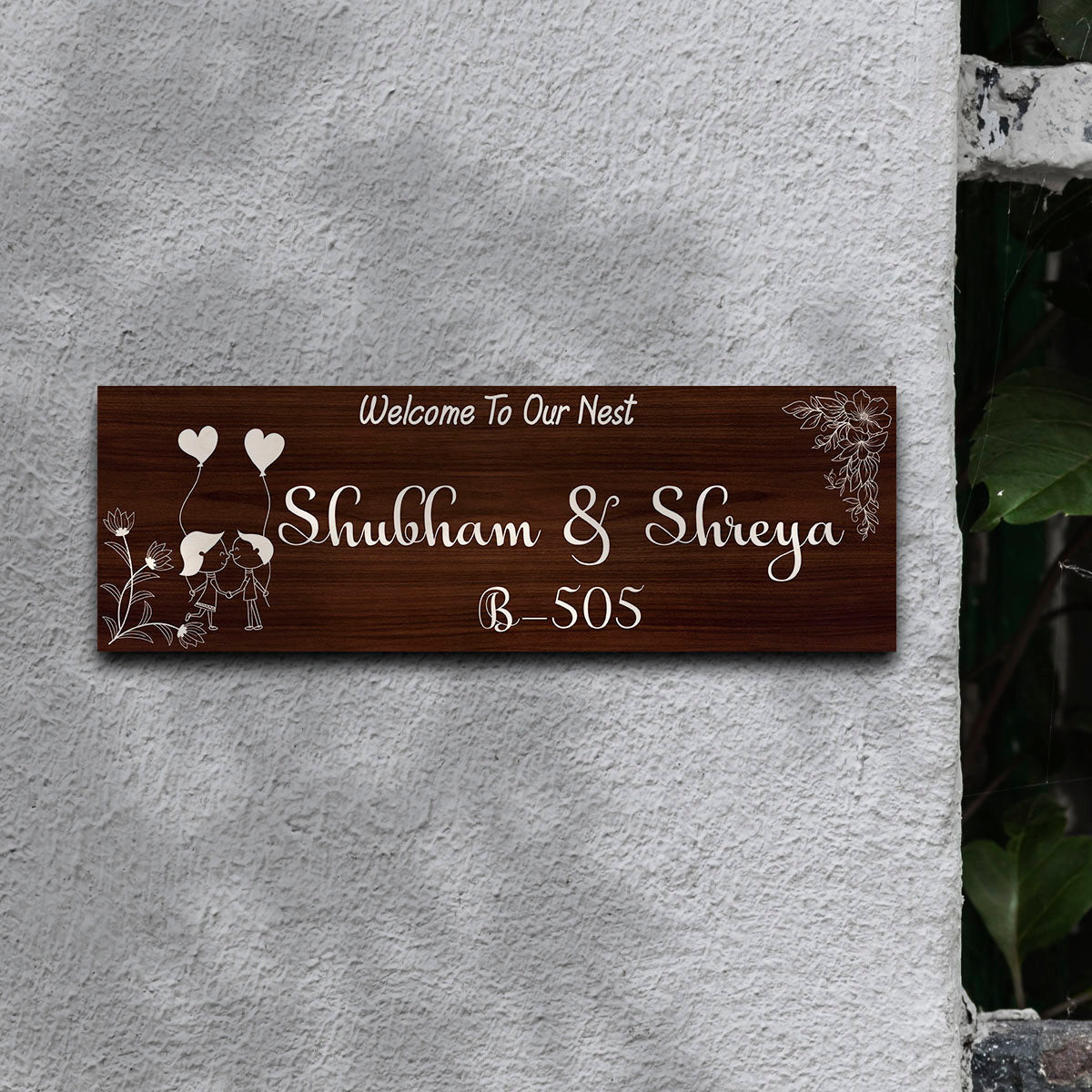 Wooden Couple Name Plate for Home - Sblossom