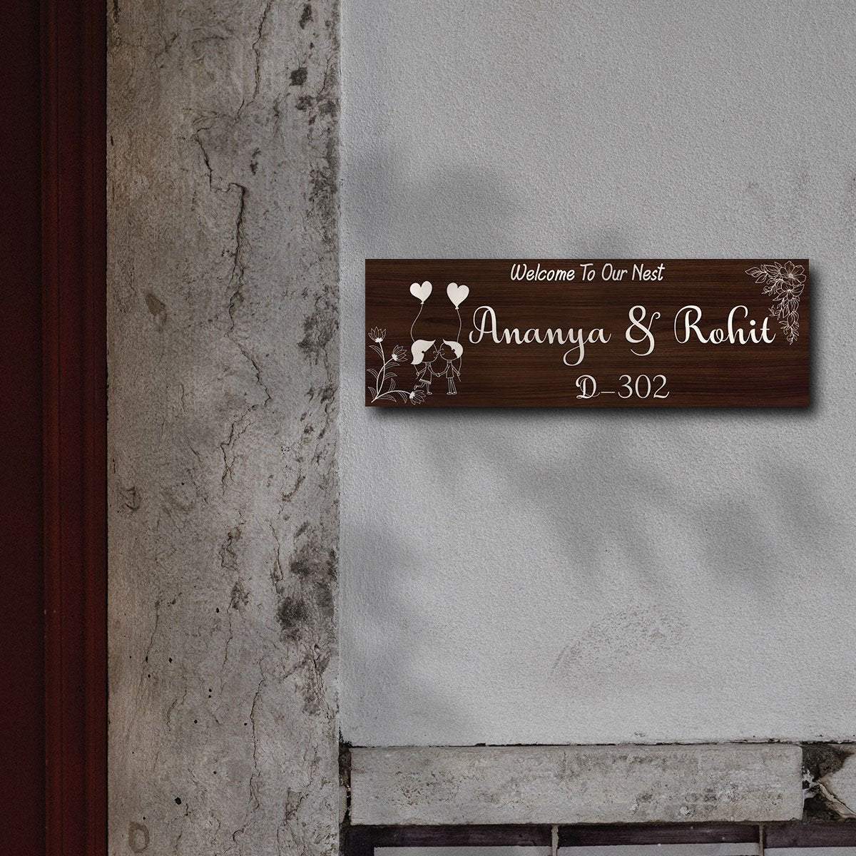 Wooden Couple Name Plate for Home - Sblossom