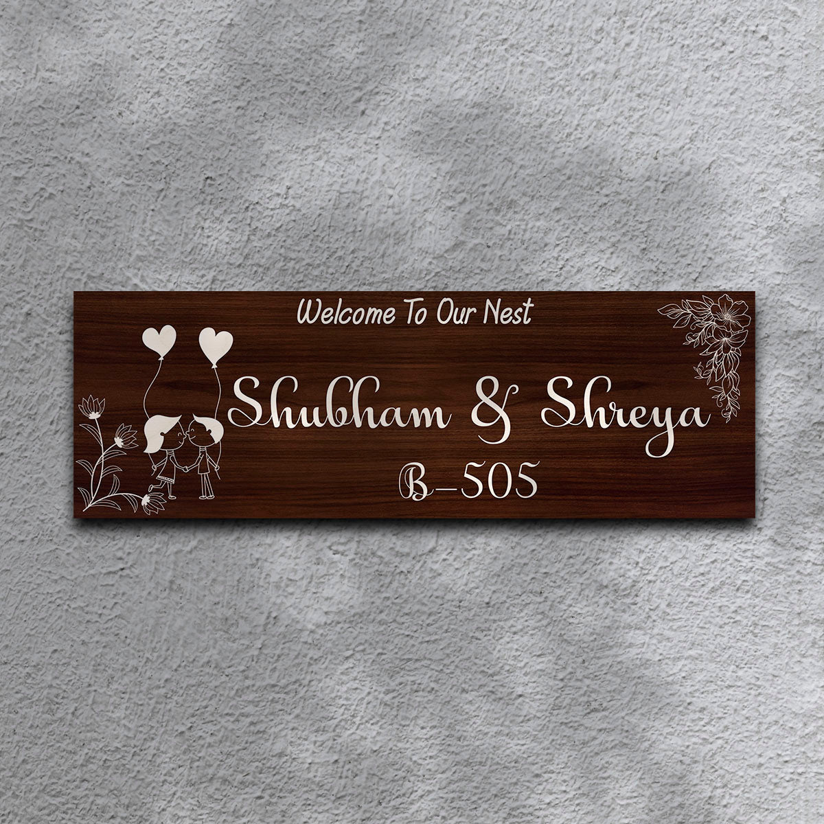 Wooden Couple Name Plate for Home - Sblossom