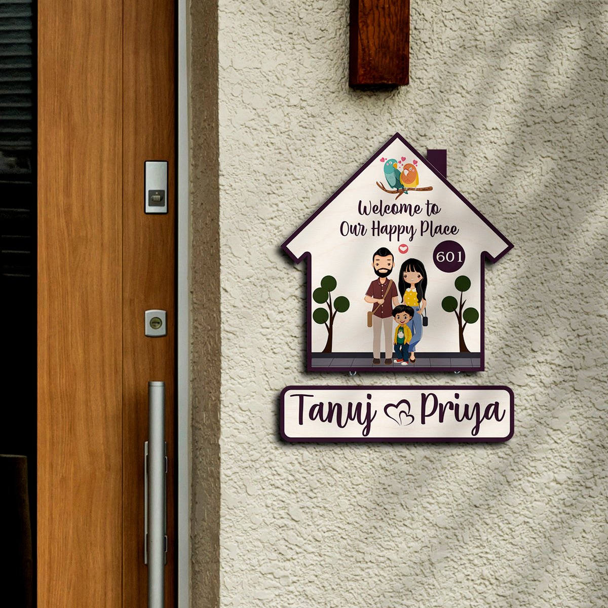 Wooden Family Custom Name Plate for Home - Sblossom