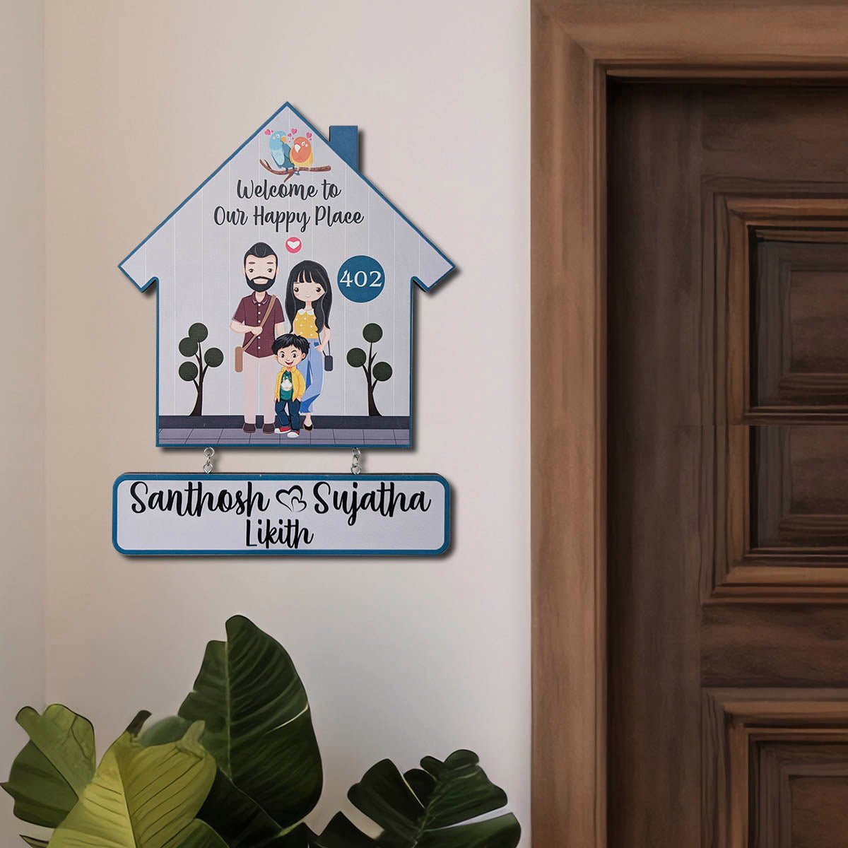 Wooden Family Custom Name Plate for Home - Sblossom