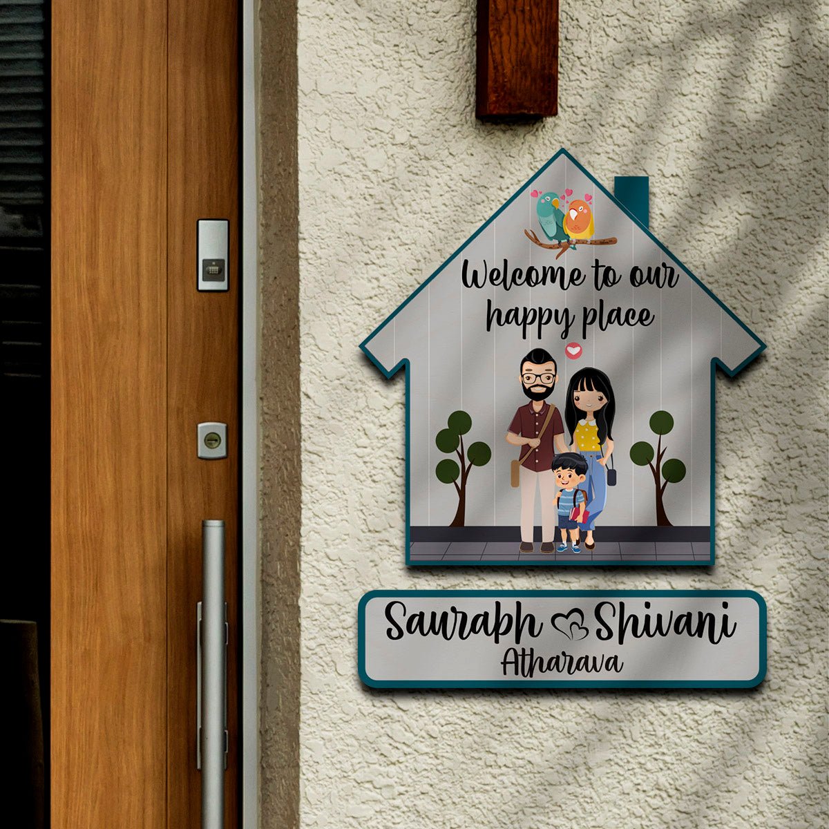 Wooden Family Custom Name Plate for Home - Sblossom
