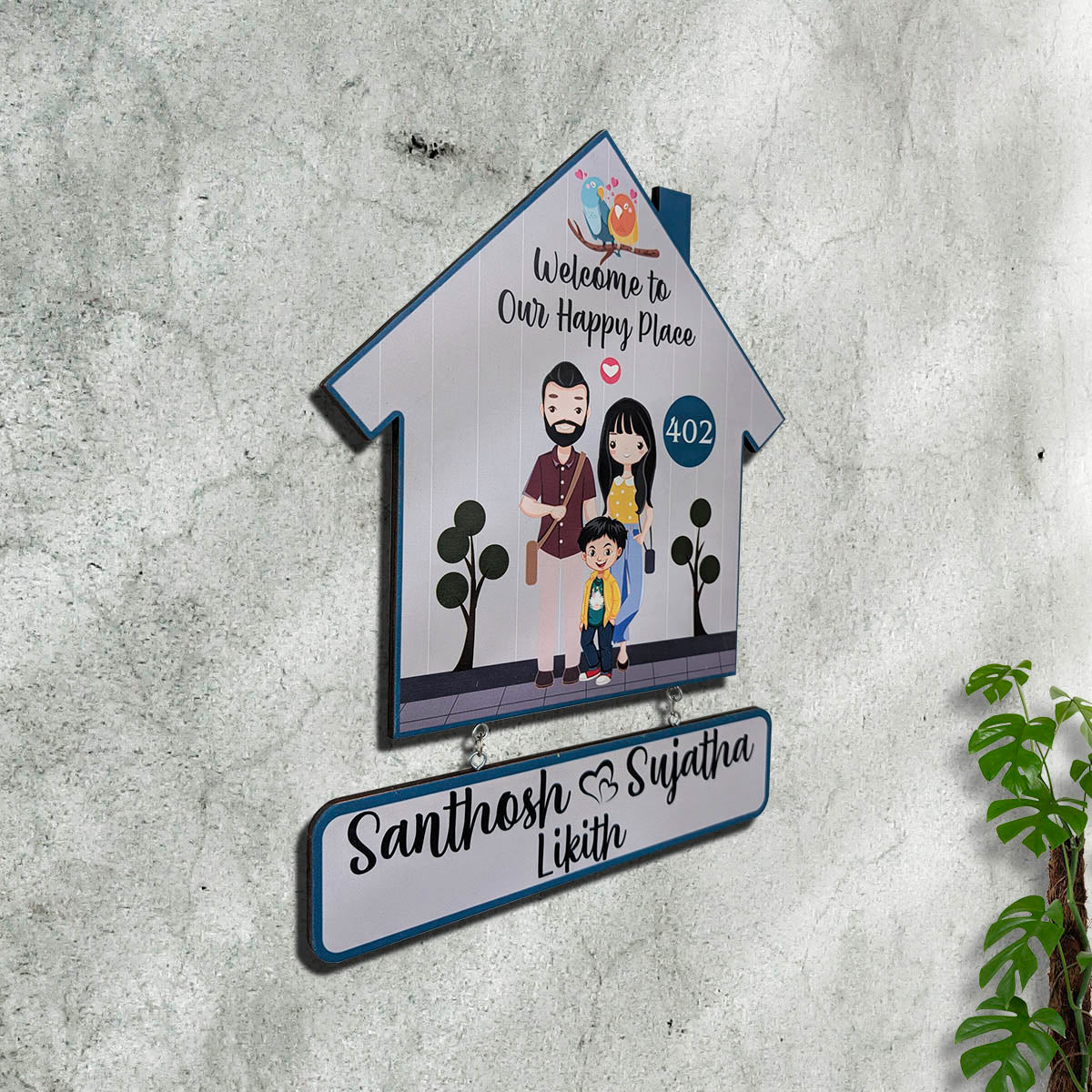 Wooden Family Custom Name Plate for Home - Sblossom