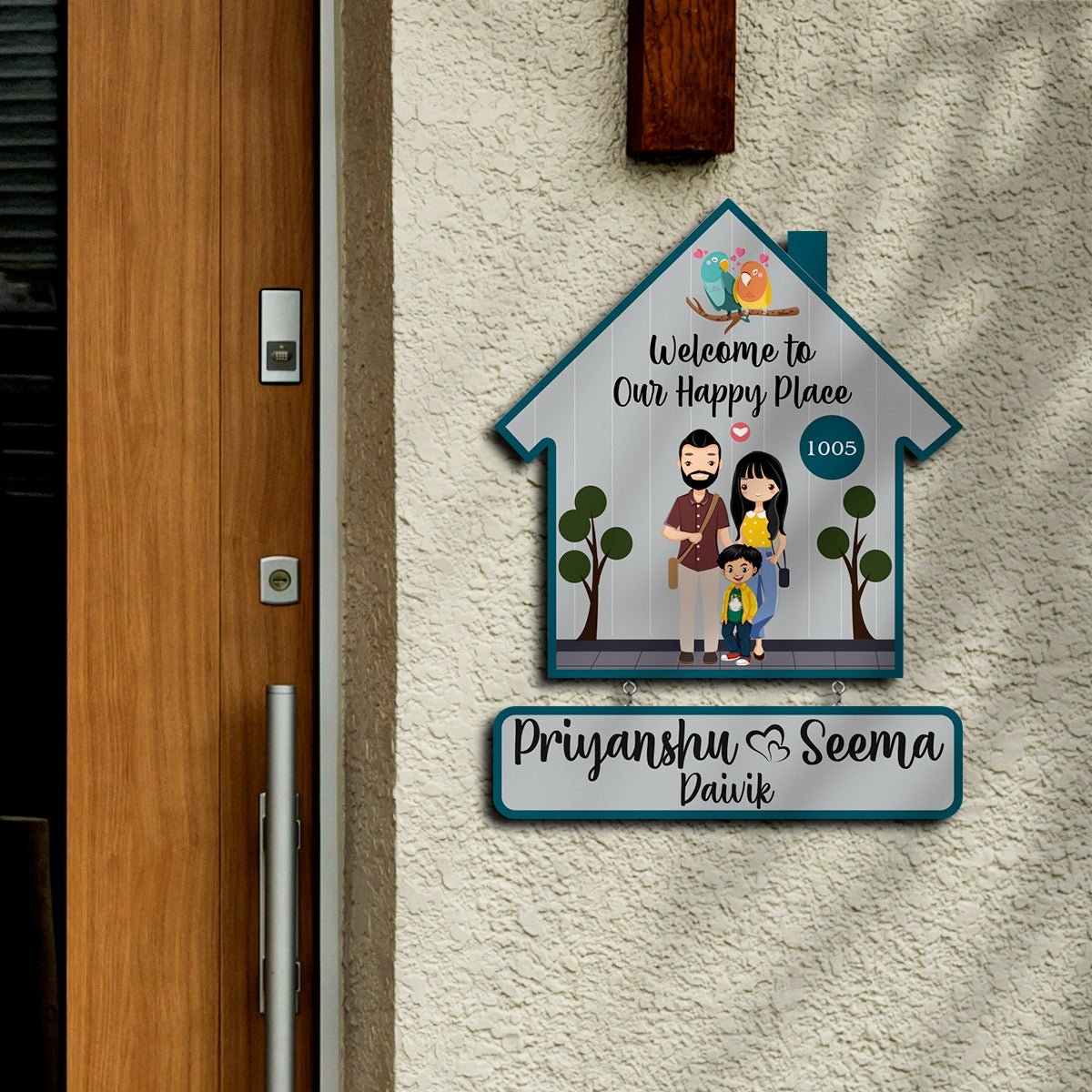 Wooden Family Custom Name Plate for Home - Sblossom