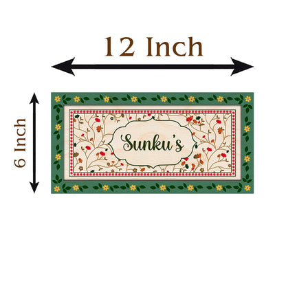 Wooden Floral Name Plate for Home, 12x6 Inch - Sblossom