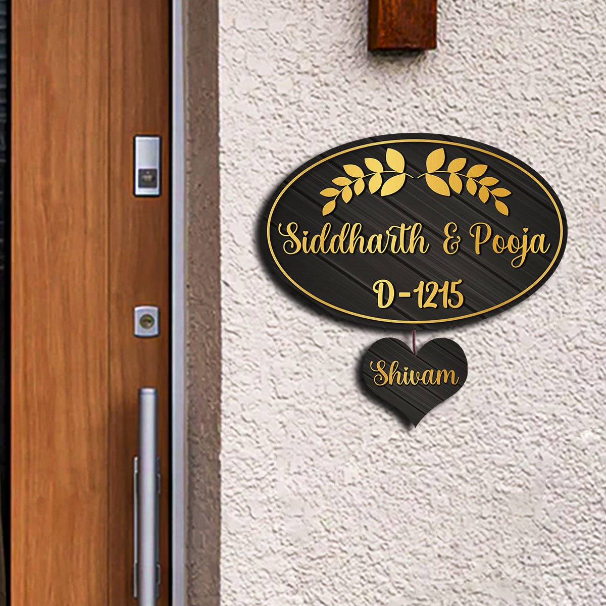 Wooden Golden Name Plate for Home - Sblossom