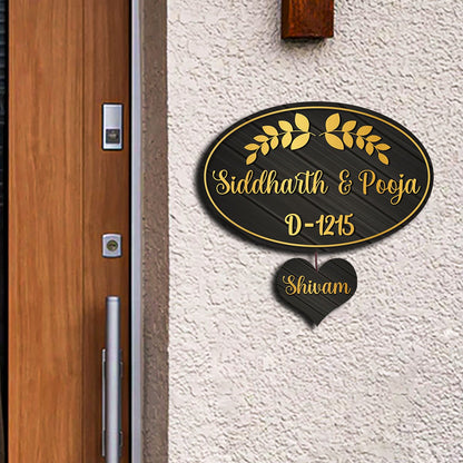 Wooden Golden Name Plate for Home - Sblossom