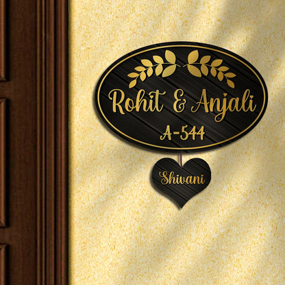 Wooden Golden Name Plate for Home - Sblossom