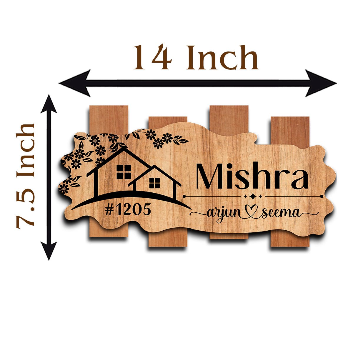 Wooden House Name Plate Design for Home - Sblossom