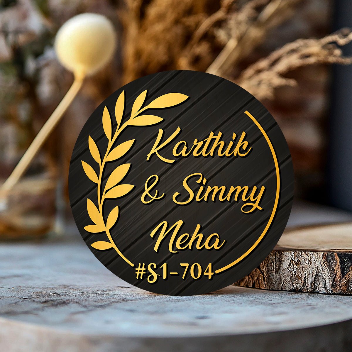 Wooden Name Plate for Door – Round - Sblossom