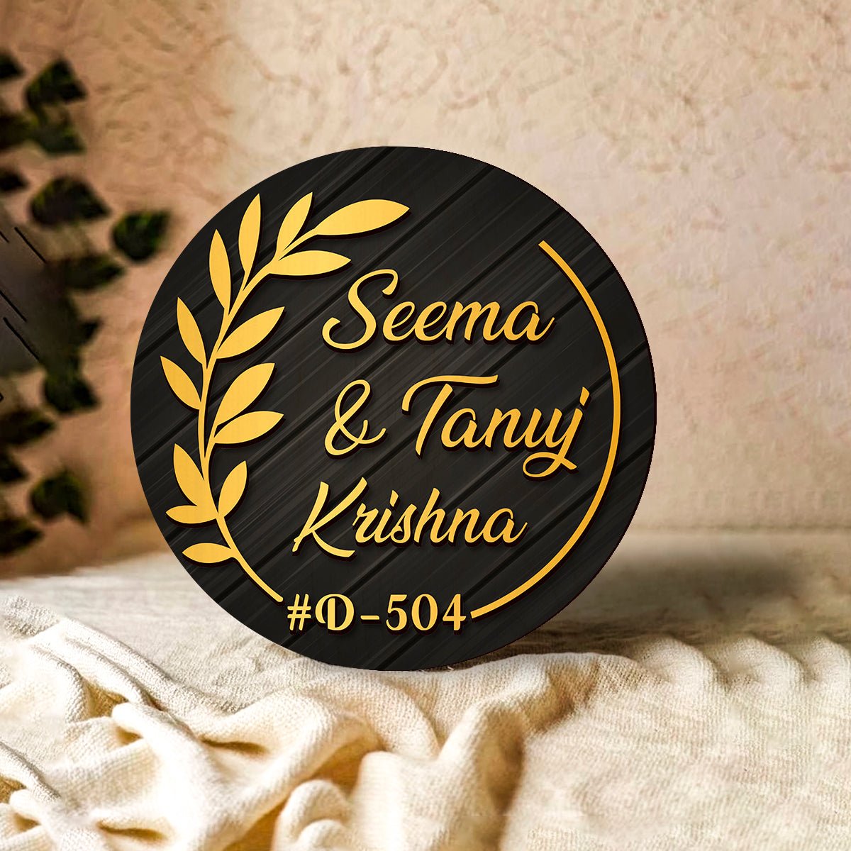Wooden Name Plate for Door – Round - Sblossom