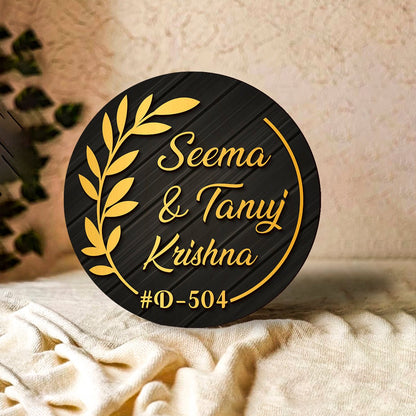 Wooden Name Plate for Door – Round - Sblossom
