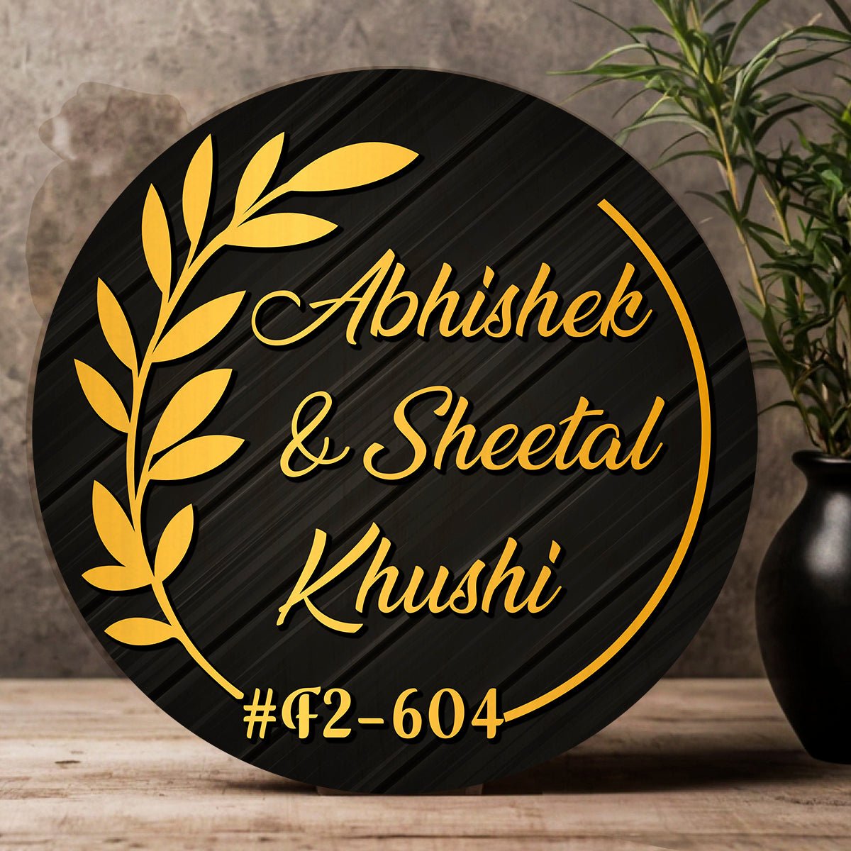 Wooden Name Plate for Door – Round - Sblossom