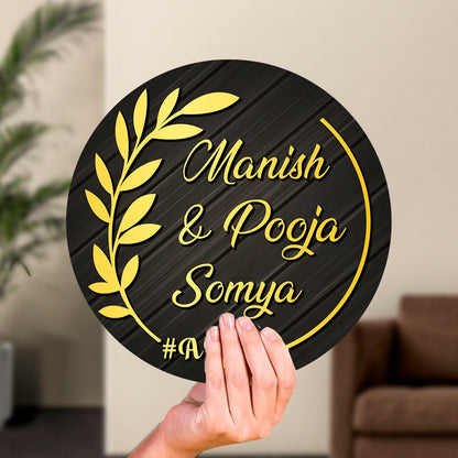 Wooden Name Plate for Door – Round - Sblossom
