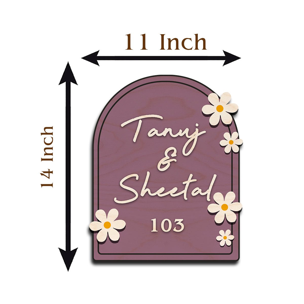 Wooden Name Plate for Home – Blue Daisy Couple in 3D - Sblossom