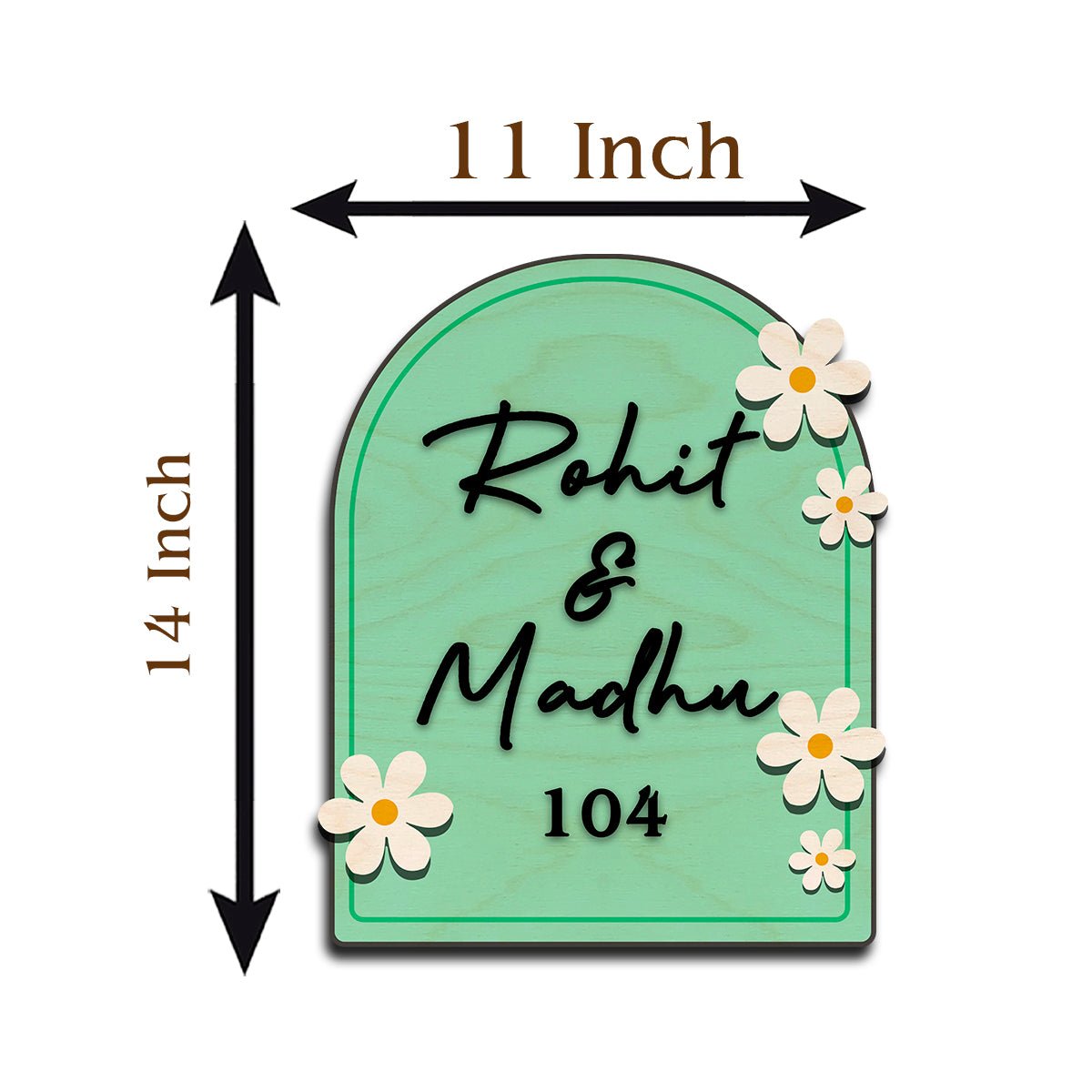 Wooden Name Plate for Home – Blue Daisy Couple in 3D - Sblossom