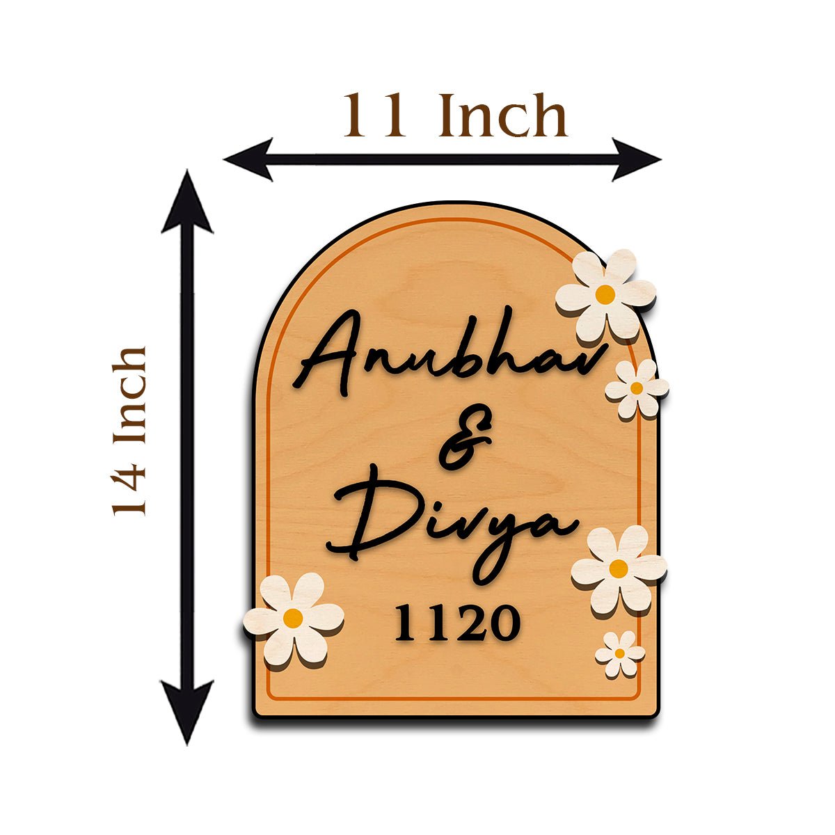 Wooden Name Plate for Home – Blue Daisy Couple in 3D - Sblossom