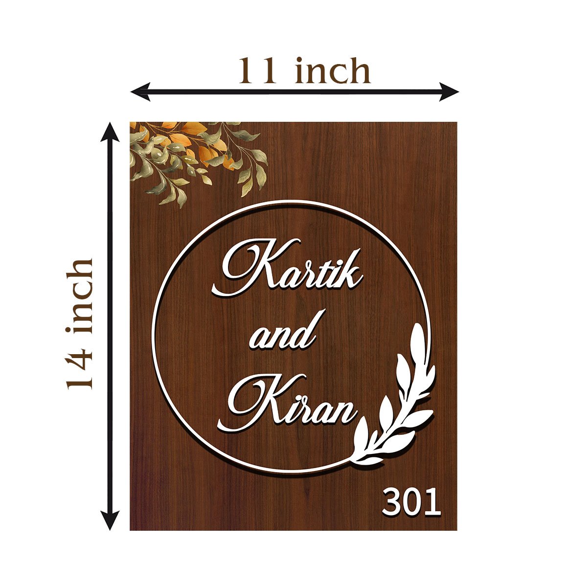 Wooden Name Plate with Circle Ring in 3D for Couples - Sblossom