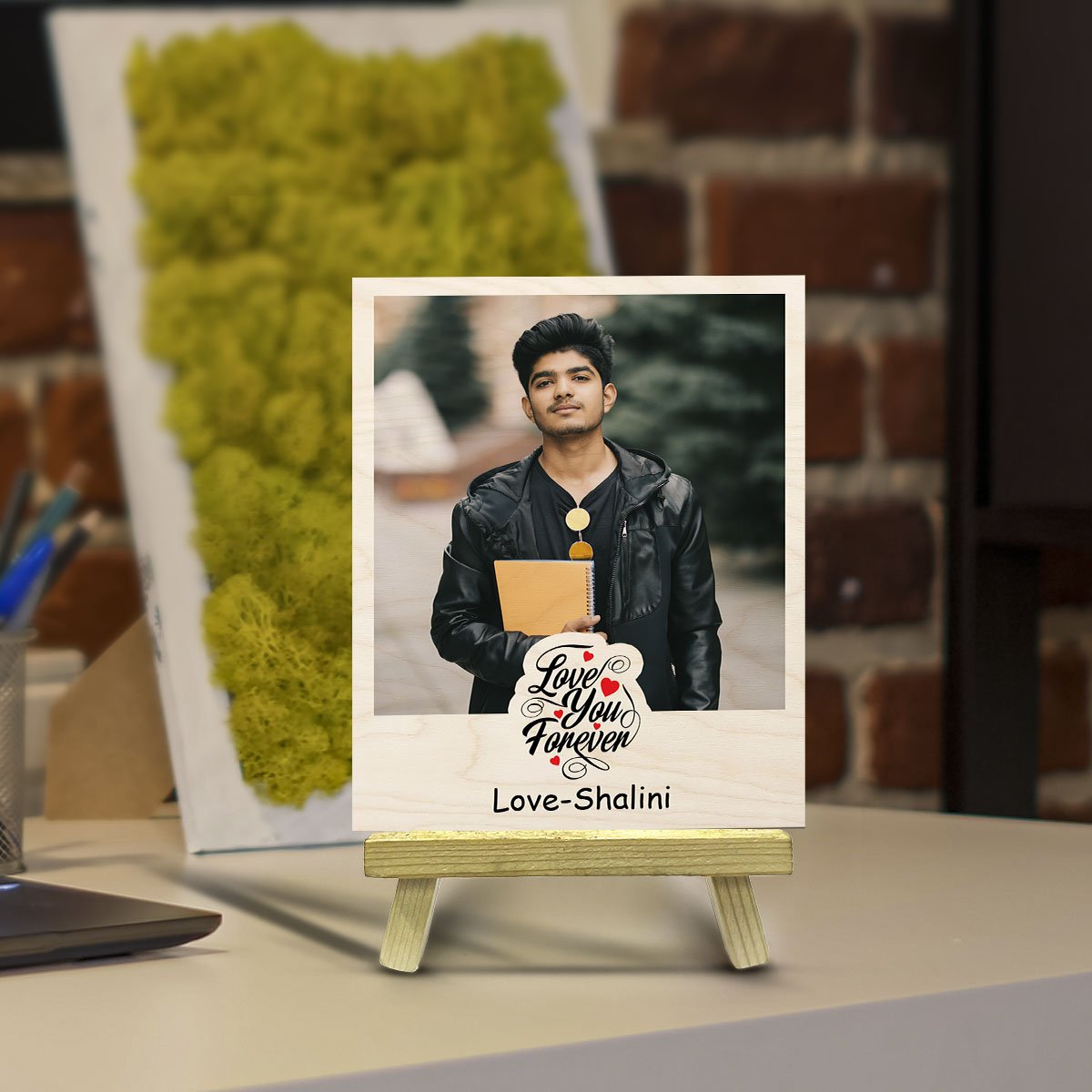 Wooden Photo Keepsake with Personalized Couple Print Design - Sblossom