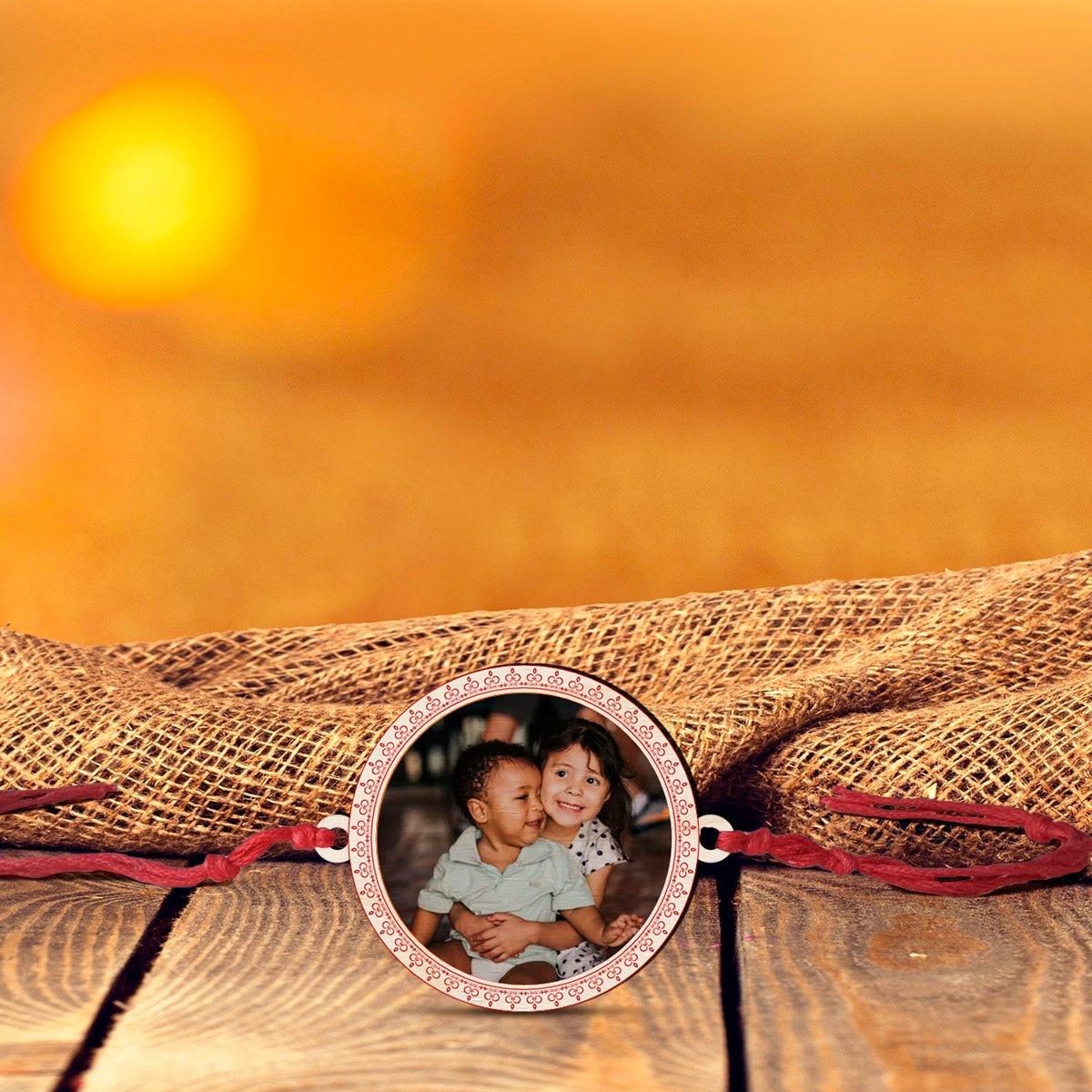Wooden Photo Rakhi for Brother with Custom Raksha Bandhan Picture - Sblossom