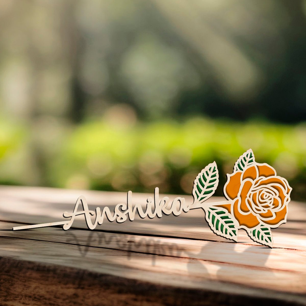 Wooden Rose Flower Gift with Laser Cut Personalized Design - Sblossom