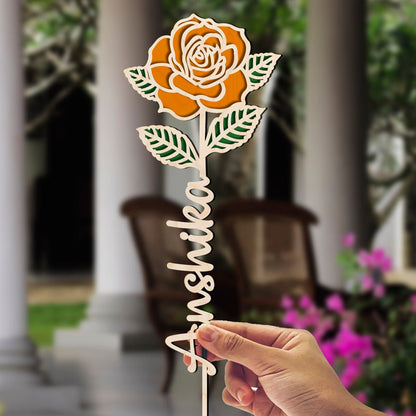 Wooden Rose Flower Gift with Laser Cut Personalized Design - Sblossom