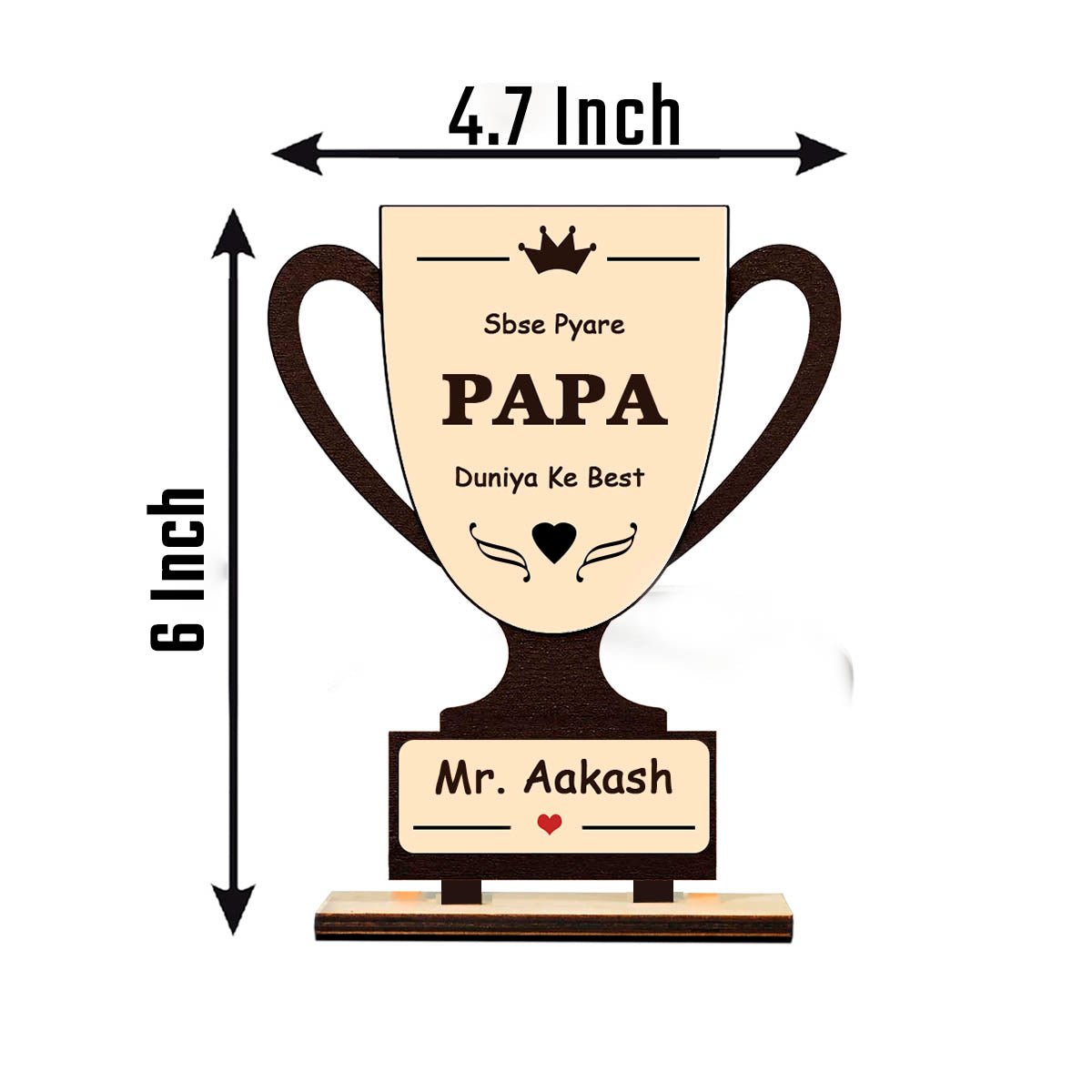 Wooden Trophy for Papa with Personalized Name Table Keepsake, 6x4.7 Inch - Sblossom