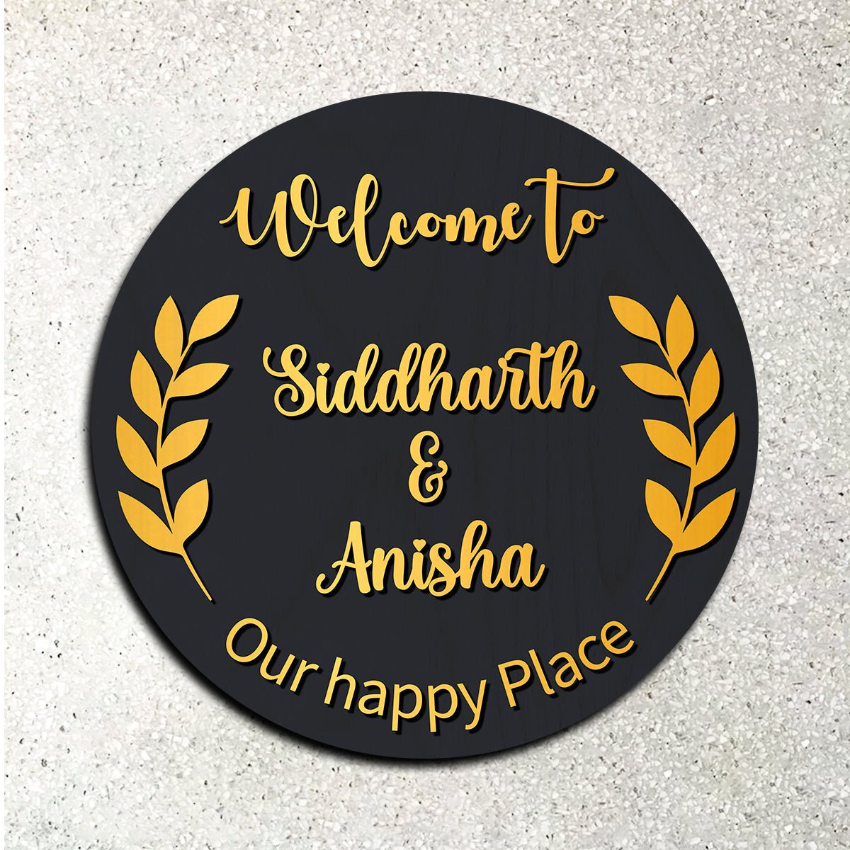Wooden Vintage Name Plate Design for Home Door – Round - Sblossom