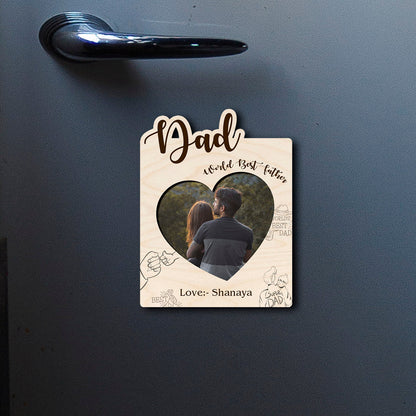 World Best Father Banner Magnet in Wood with Photo Print Design - Sblossom