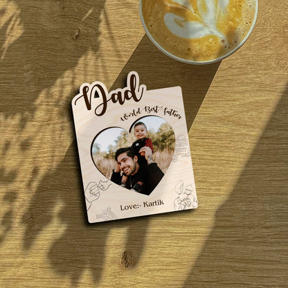 World Best Father Banner Magnet in Wood with Photo Print Design - Sblossom