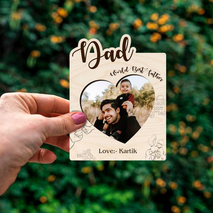 World Best Father Banner Magnet in Wood with Photo Print Design - Sblossom