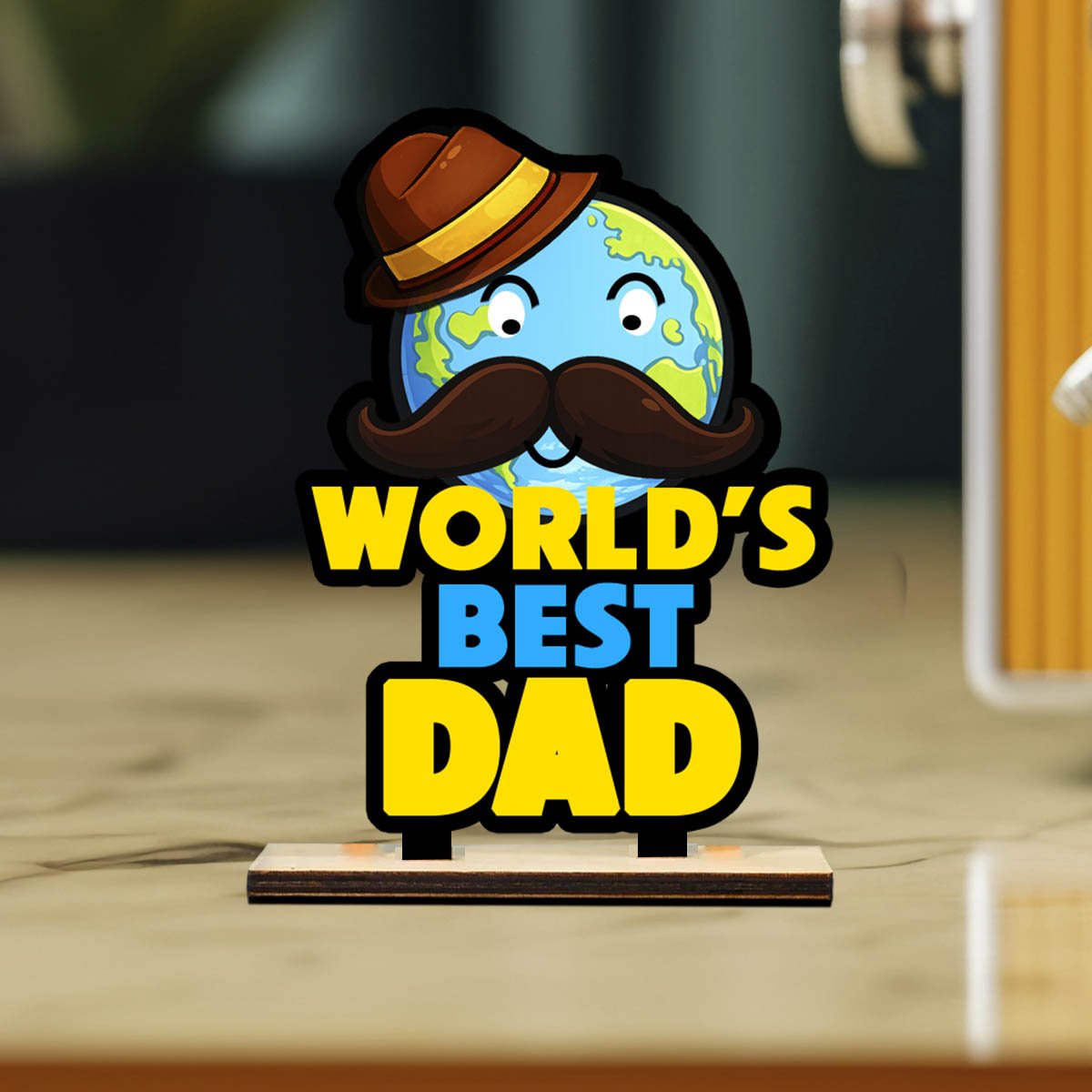Worlds Best Dad Desk Plaque in Wood with Personalized Heart Photo - Sblossom