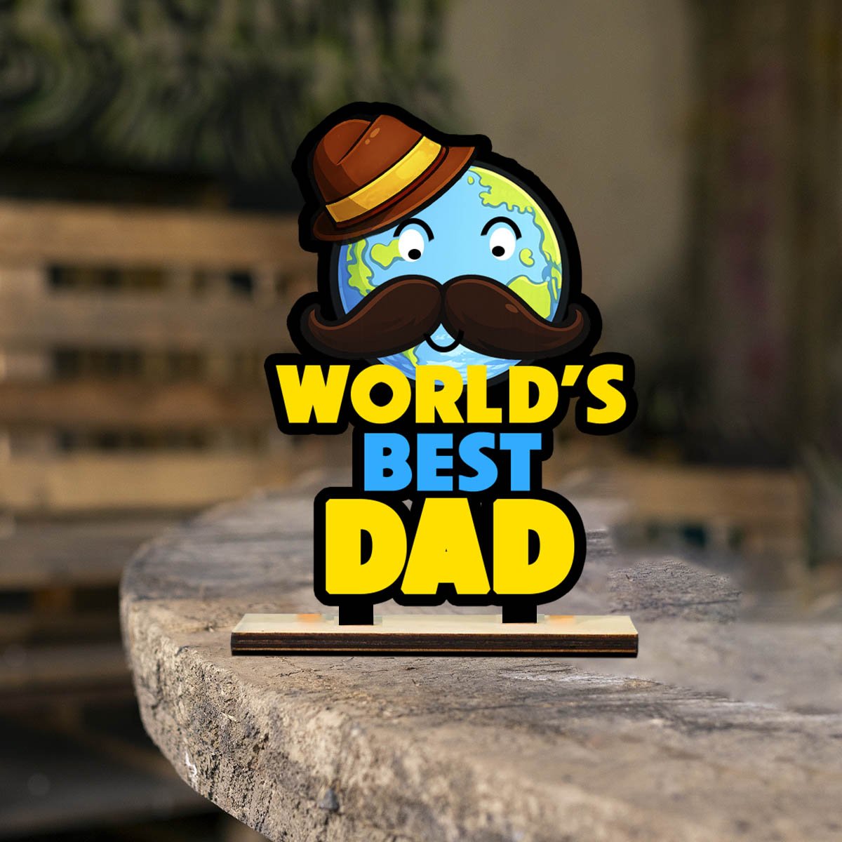 Worlds Best Dad Desk Plaque in Wood with Personalized Heart Photo - Sblossom