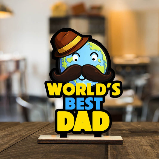 Worlds Best Dad Desk Plaque in Wood with Personalized Heart Photo - Sblossom
