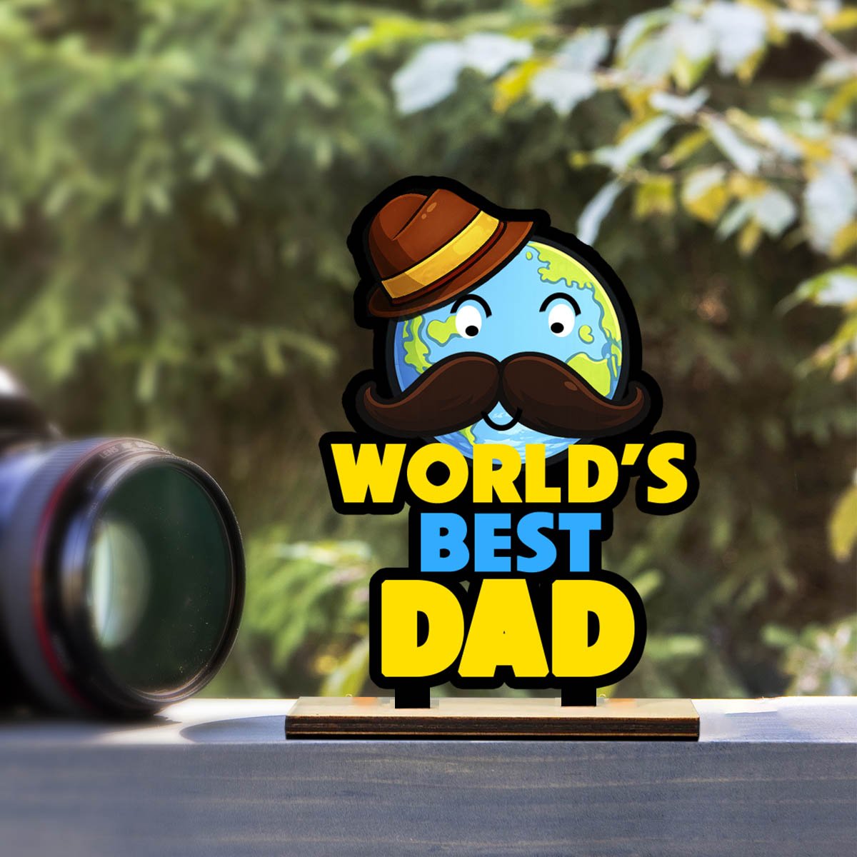 Worlds Best Dad Desk Plaque in Wood with Personalized Heart Photo - Sblossom