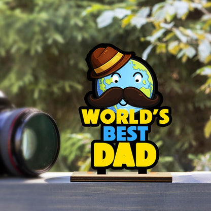 Worlds Best Dad Desk Plaque in Wood with Personalized Heart Photo - Sblossom