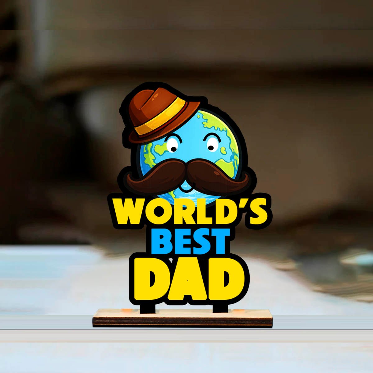 Worlds Best Dad Desk Plaque in Wood with Personalized Heart Photo - Sblossom