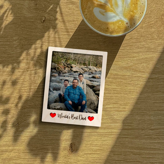 Worlds Best Dad Photo Magnet in Wood with 3D Personalized Print - Sblossom