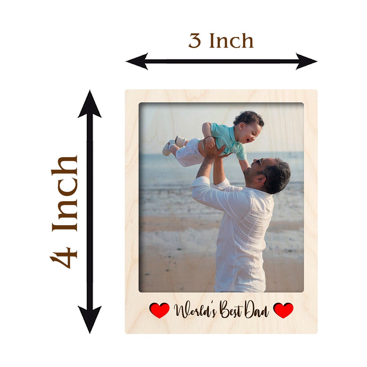 Worlds Best Dad Photo Magnet in Wood with 3D Personalized Print - Sblossom