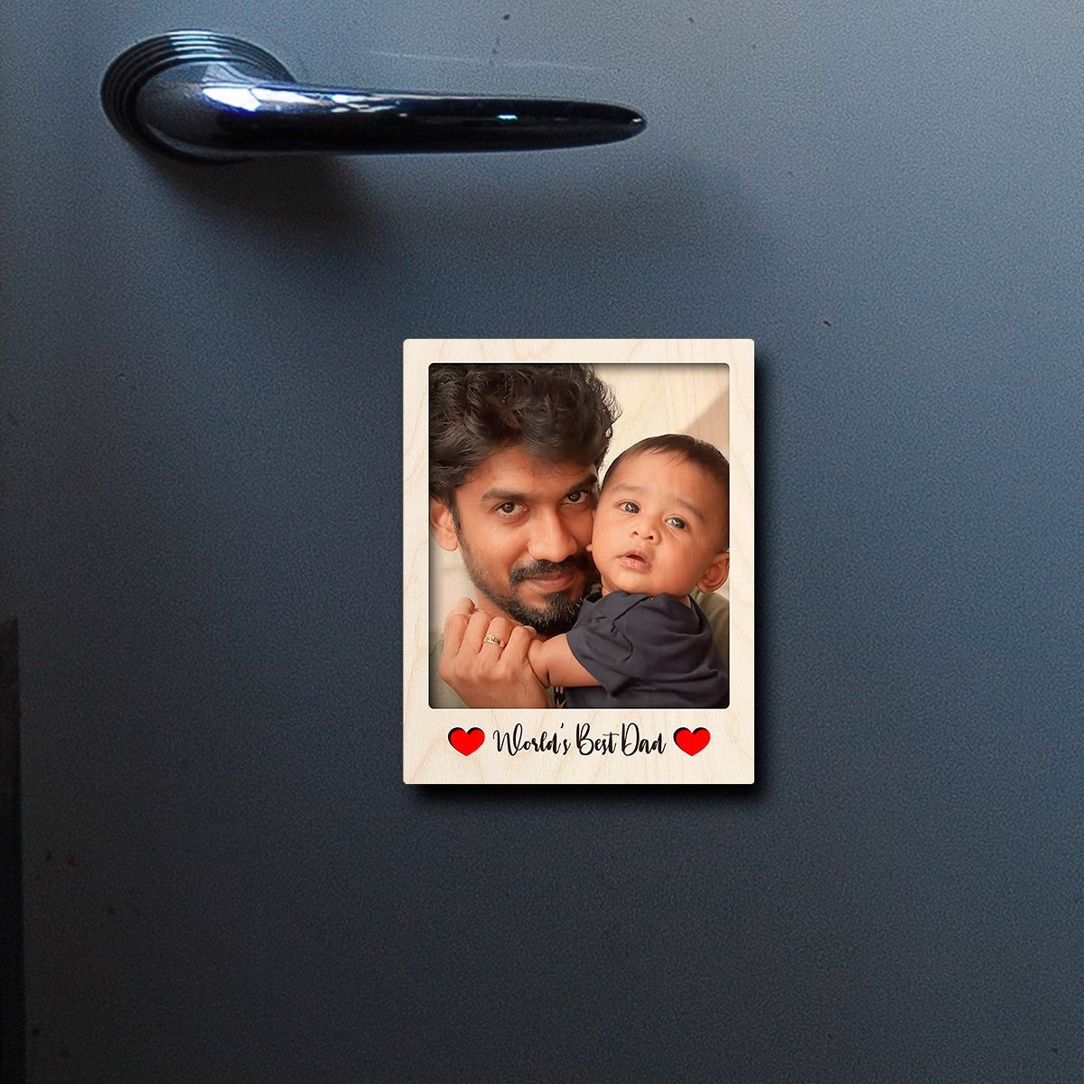 Worlds Best Dad Photo Magnet in Wood with 3D Personalized Print - Sblossom