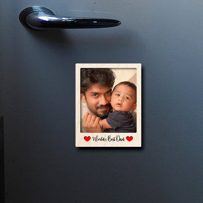 Worlds Best Dad Photo Magnet in Wood with 3D Personalized Print - Sblossom