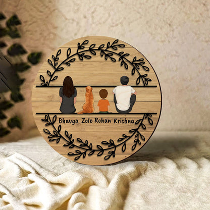 Wreath-Leaf House Name Board Design for Entrance Door - Sblossom