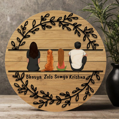 Wreath-Leaf House Name Board Design for Entrance Door - Sblossom