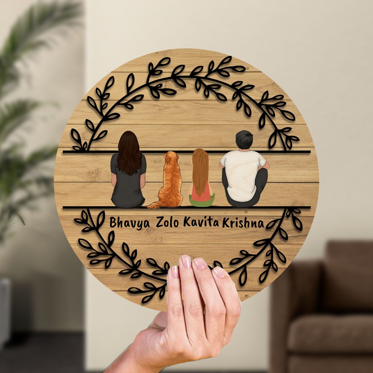 Wreath-Leaf House Name Board Design for Entrance Door - Sblossom