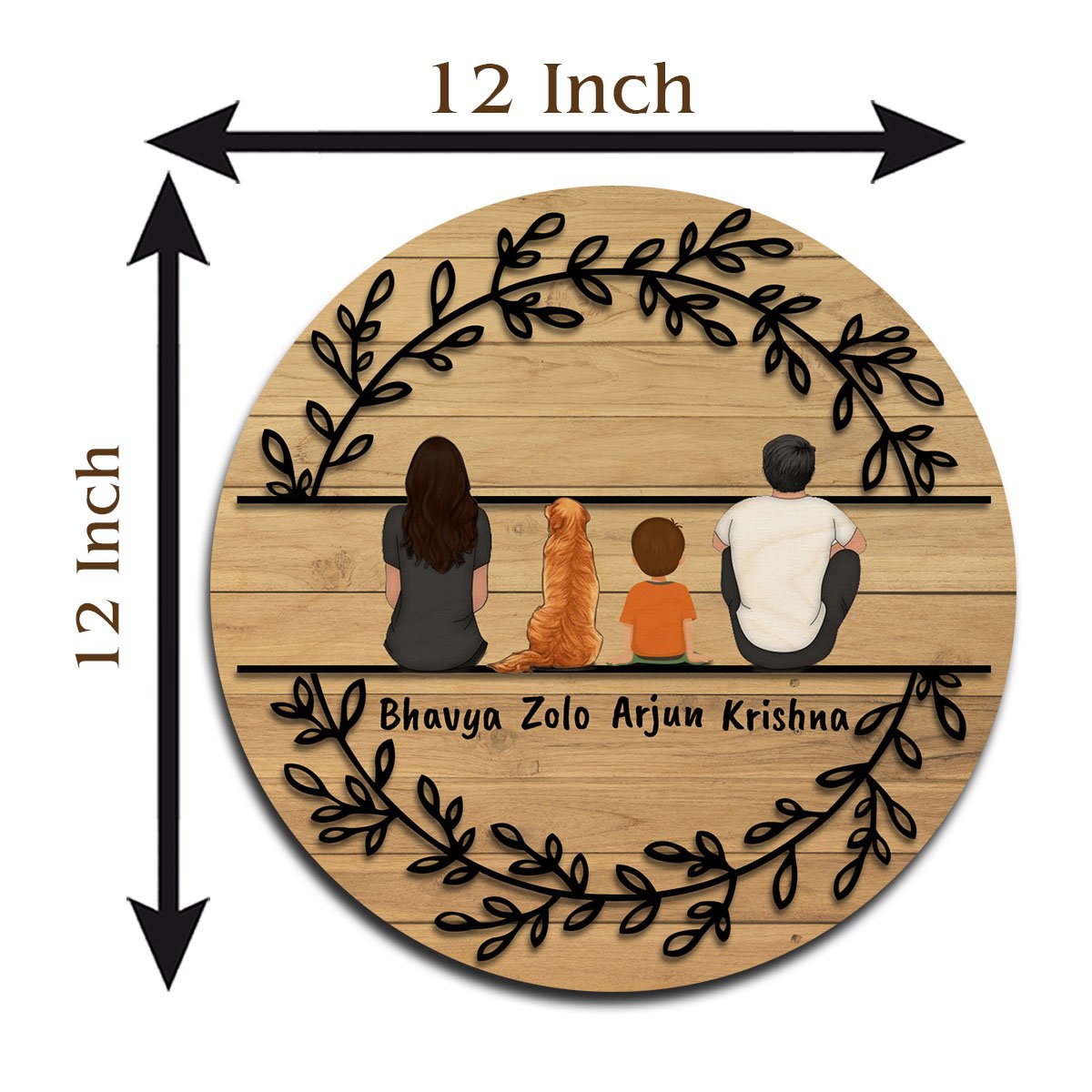 Wreath-Leaf House Name Board Design for Entrance Door - Sblossom